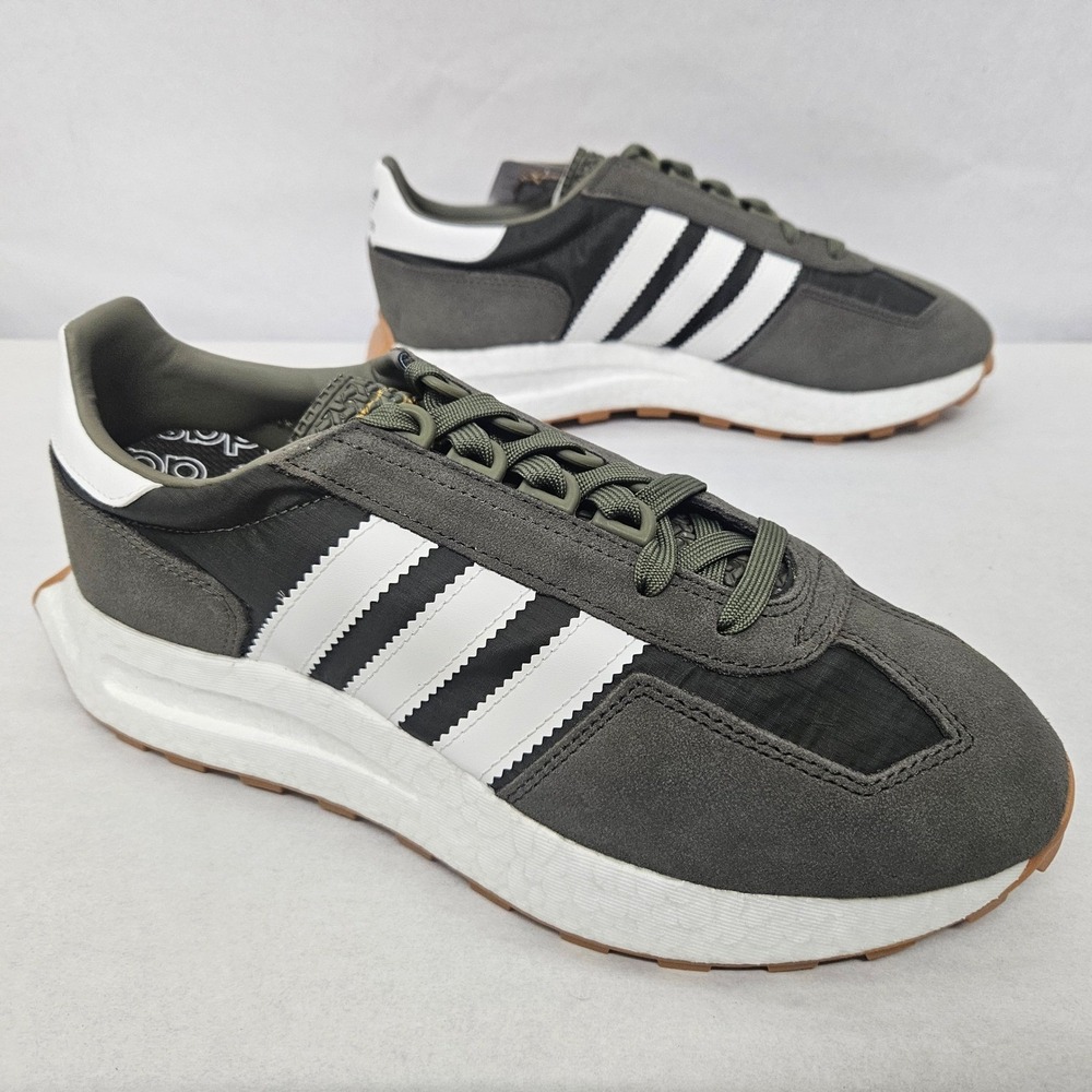 Adidas Retropy E5 Casual Sneakers H03854 Olive White‎ Gray Boost Mens Size 9